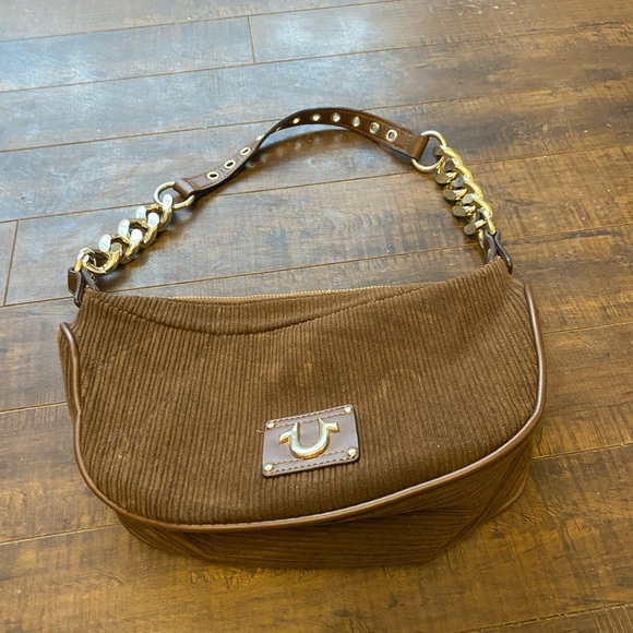 Y2K True Religion  brown Corduroy Chain purse - Picture 3 of 12